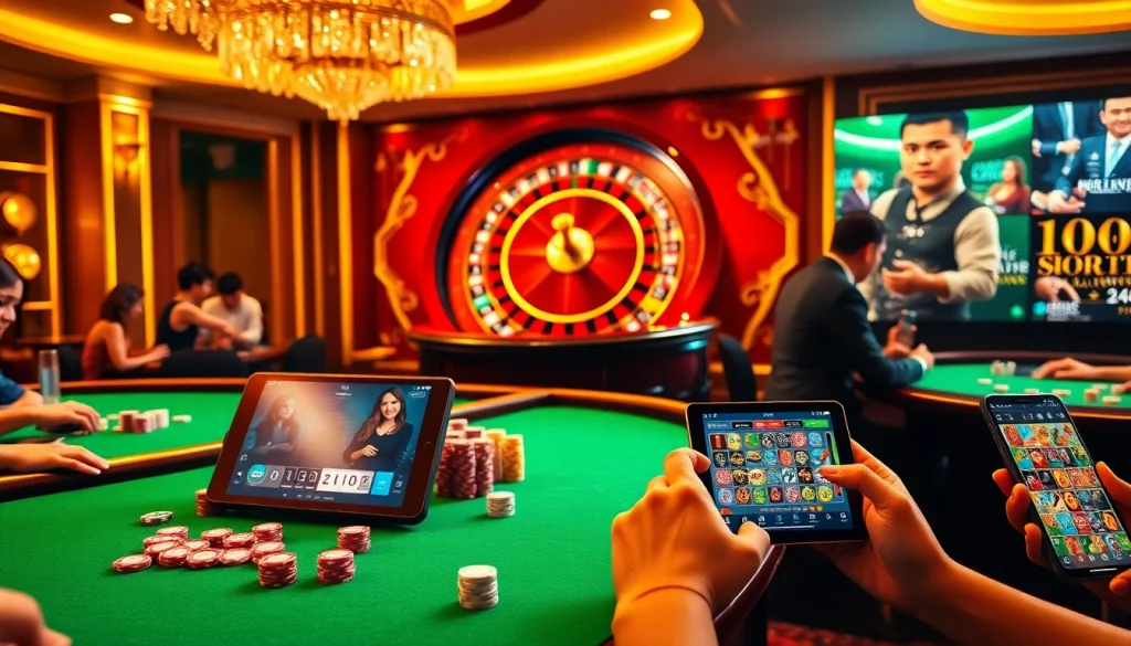 Experience excitement at GG88 with players enjoying a vibrant casino atmosphere.