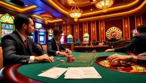 Witness the excitement of poker at https://uu88ae.com/ with luxurious casino elements, vibrant colors, and a high-stakes atmosphere.