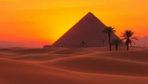 Visual representation of an ancient Egyptian pyramid at sunset, reflecting the intrigue of https://piraminds.com/.