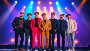 BTS members showcasing their unique styles and camaraderie on stage.