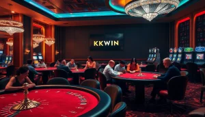 Experience the excitement of KKWIN VIP in a luxurious casino setting with high-stakes games.