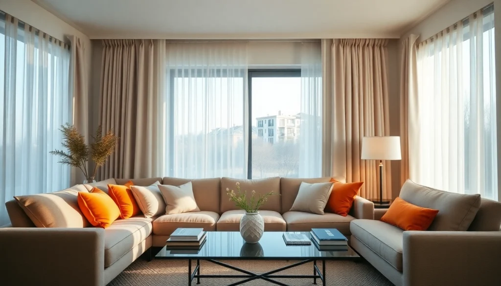 Verduisterende gordijnen die een elegante uitstraling bieden in een sfeervolle woonkamer.