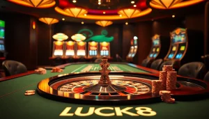 Người chơi cá cược hào hứng tận hưởng trải nghiệm tại các bàn casino LUCK8 với thương hiệu nổi bật và bầu không khí sôi động.