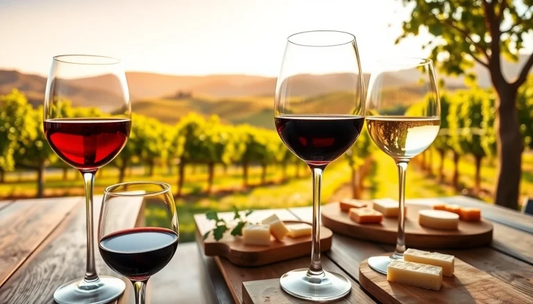 Delight in a Clarksburg wine tasting event showcasing wine glasses and vineyards.
