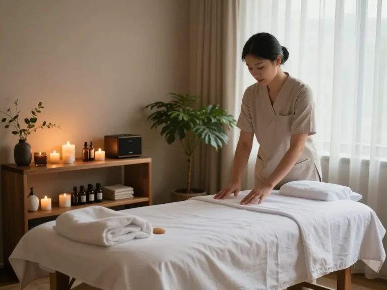 Relaxing 부전동마사지 therapy session setting with calming light and tranquil atmosphere