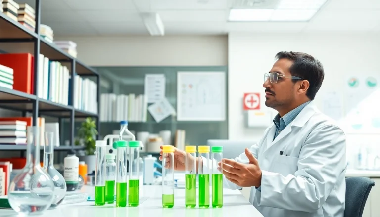 NAD+ research conducted by a scientist in a well-equipped laboratory.