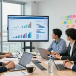 Team analyzing financial crime intelligence data in a collaborative office setting.