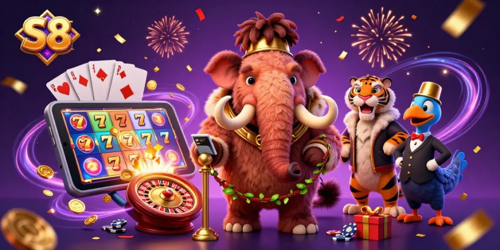 Experience gaming like never before at S8, where a woolly mammoth bouncer, a saber-tooth VIP, and a dodo doorman await.