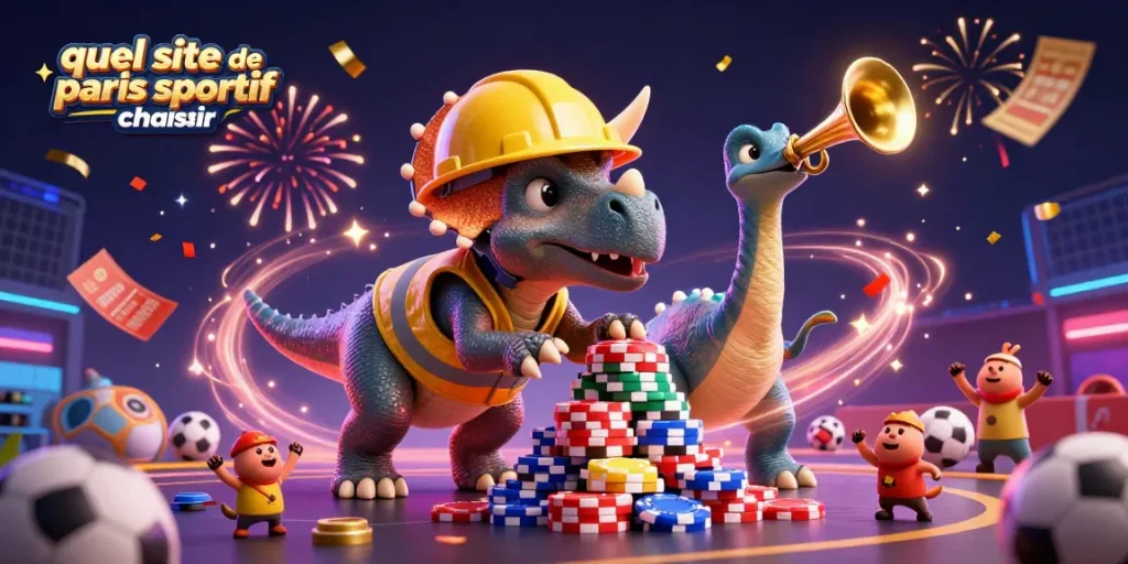 Quel site de paris sportif choisir pour célébrer des paris gagnants dans une scène animée pleine de confettis.